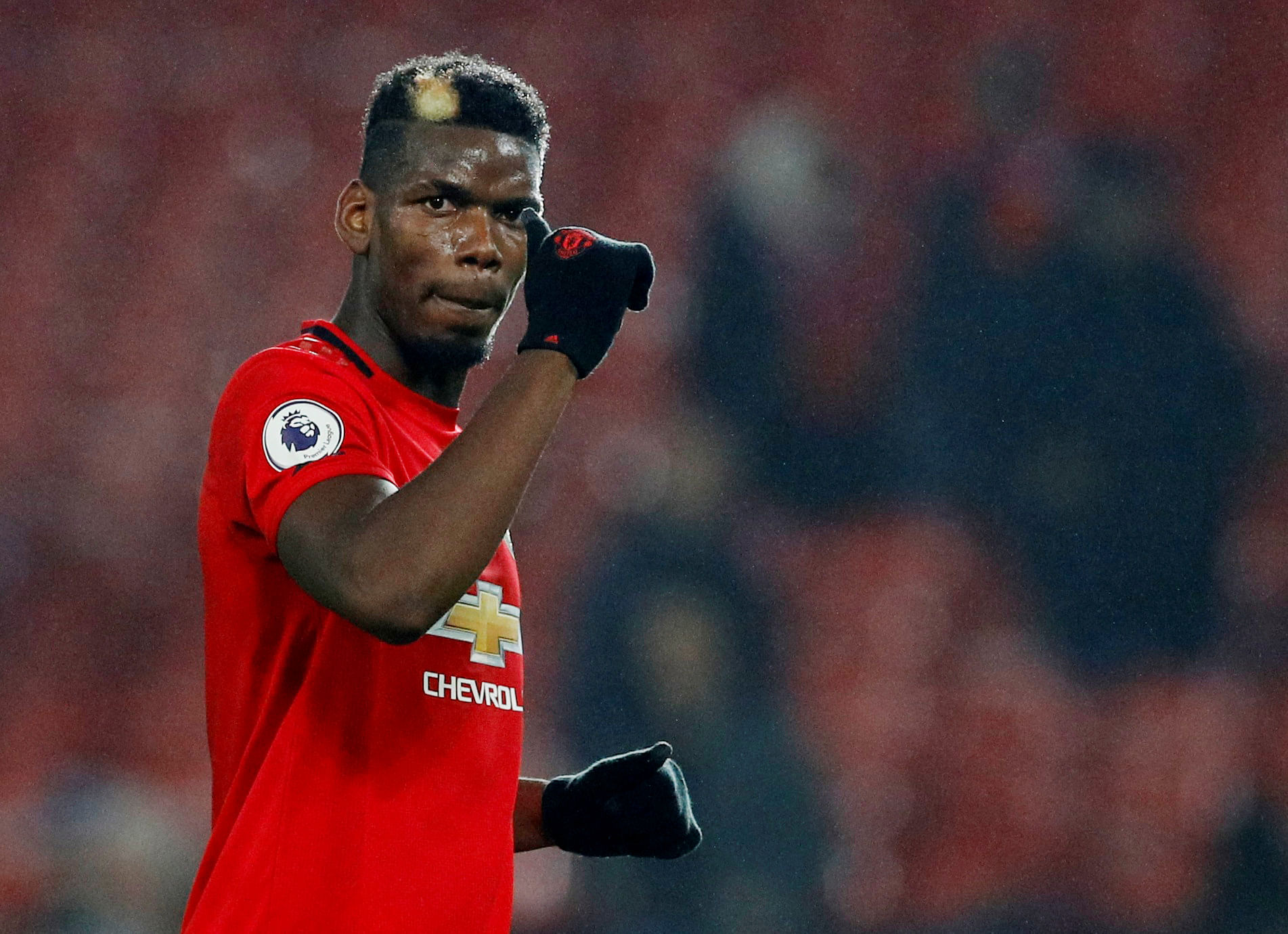 Manchester United's Paul Pogba acknowledges fans after the match. (Reuters Photo)