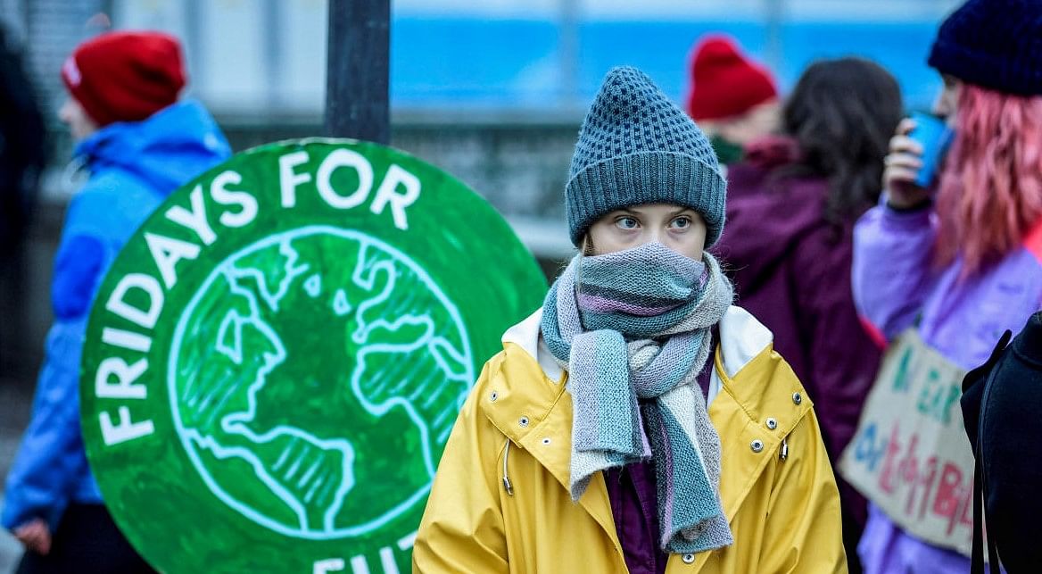 Greta Thunberg during a protest march in Stockholm (Retuers File Photo)