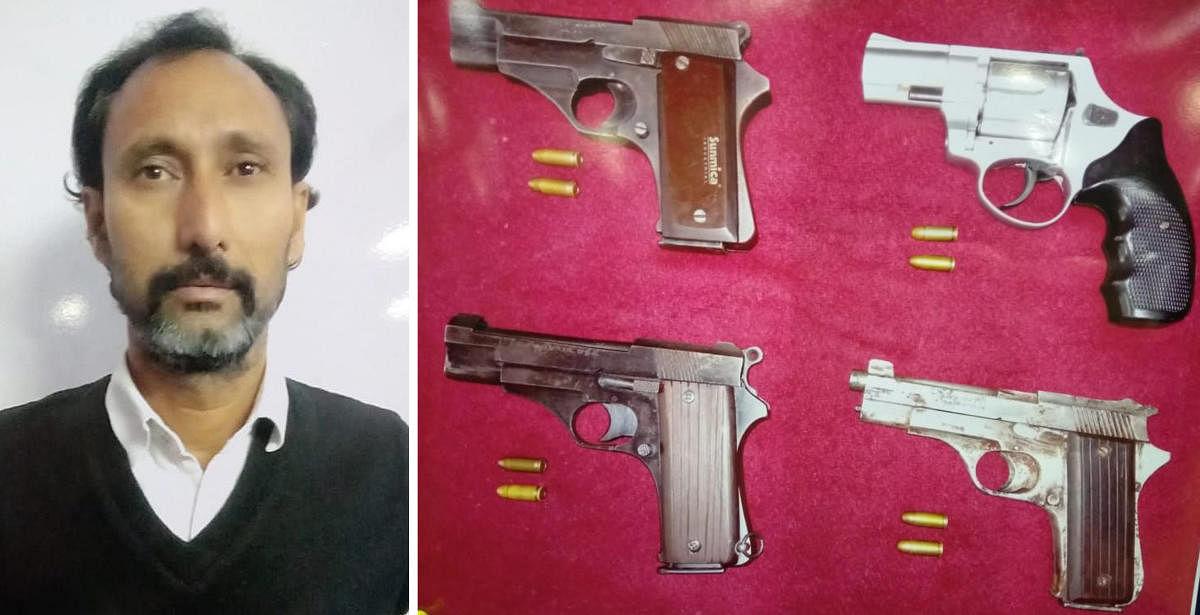 Aslam Guttal, the prime suspect, and the seized weapons. SPECIAL ARRANGEMENT