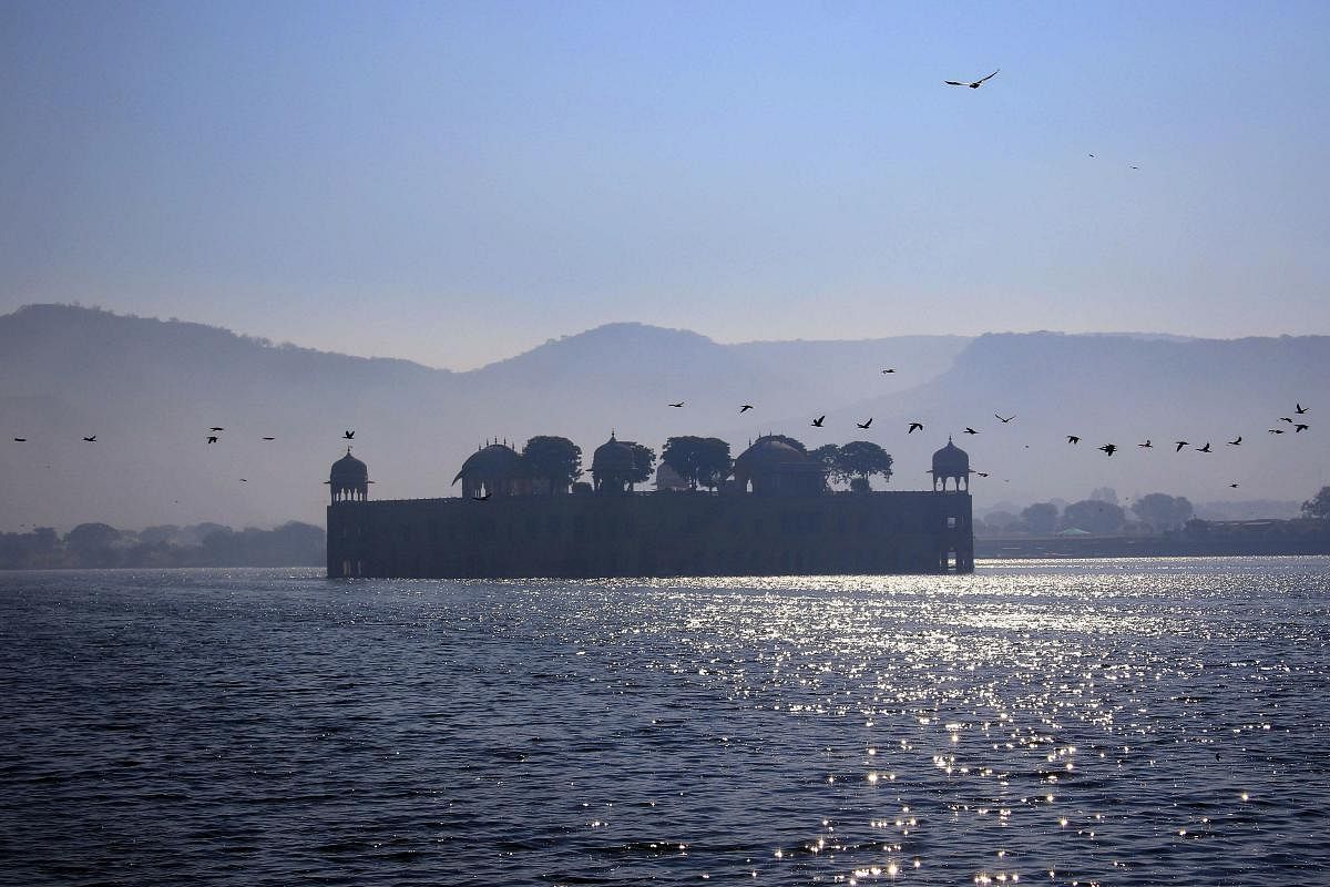 A view of the Jal Mahal during a cold winter morning in Jaipur. PTI