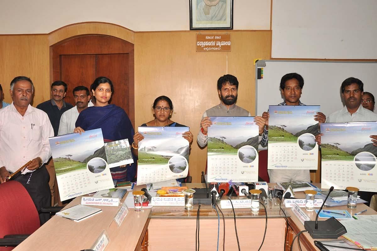 District In-charge Minister C T Ravi releases a calendar brought out by the Tourism Department in Chikkamagaluru on Wednesday.