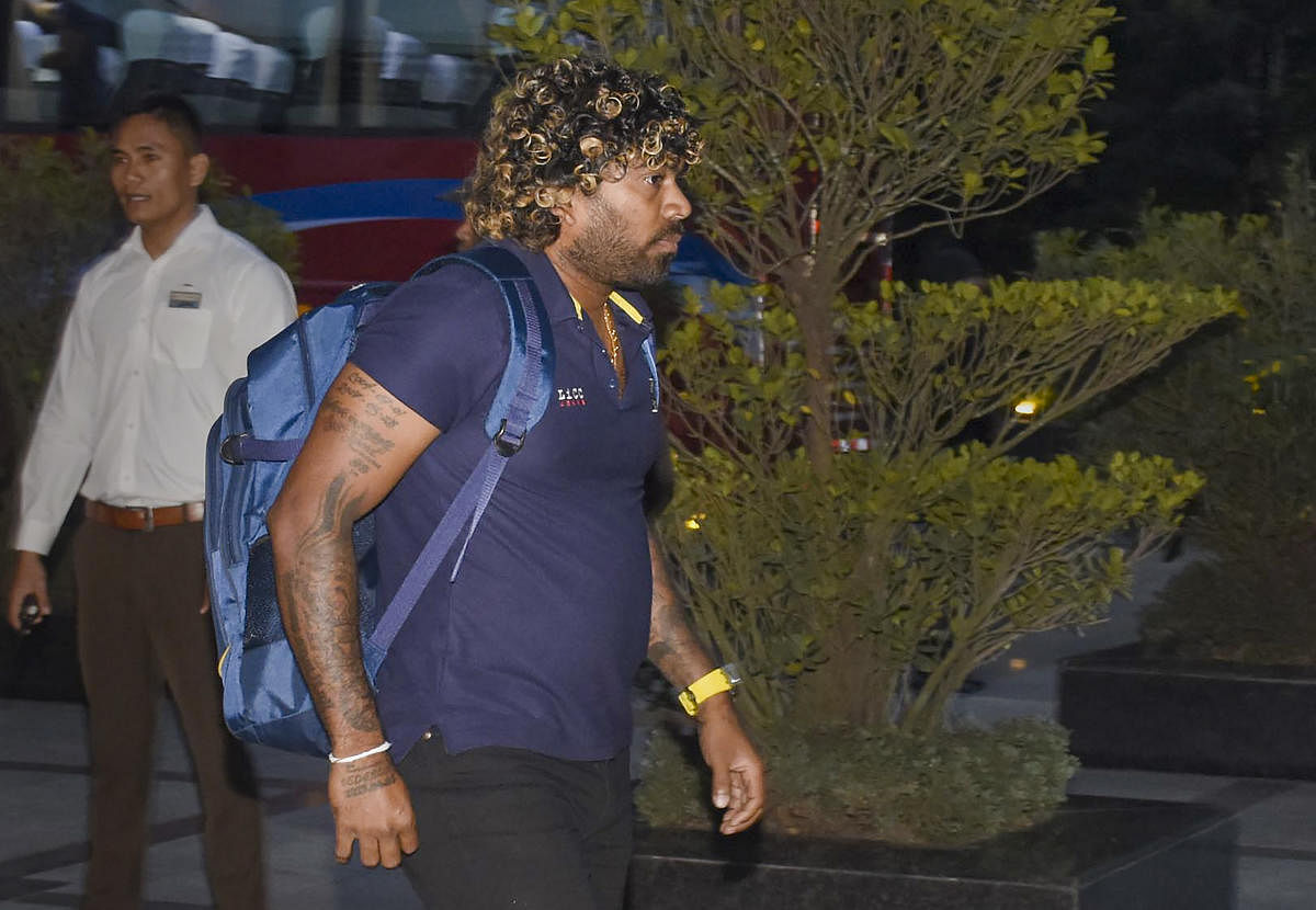 Lasith Malinga, skipper of Sri Lanka's T20 squad arrives ahead of the first T20 Intentional Cricket match against India in Guwahati,(PTI Photo)