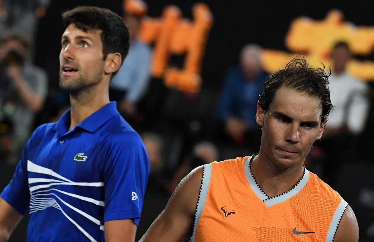 Novak Djokovic and Rafael Nadal. (AFP photo)