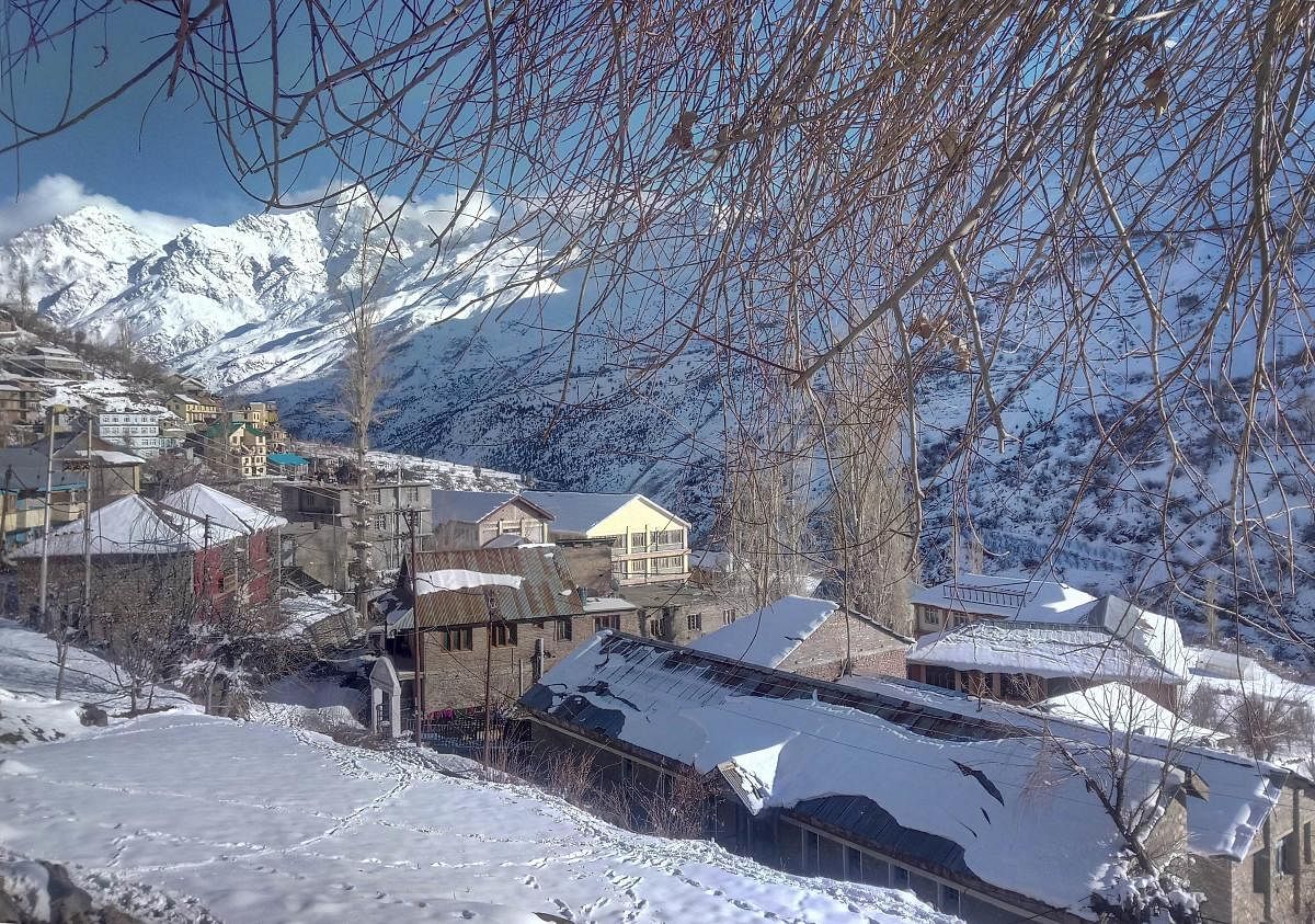 A snow-covered neighbourhood in Lahaul and Spiti district of Himachal Pradesh. PTI FILE