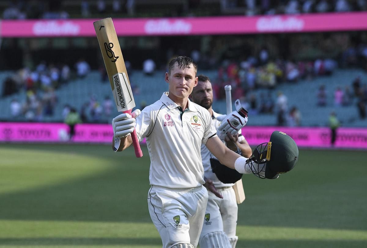 Australia's Marnus Labuschagne on 130 not out at the end of play on day 1 of the third cricket test match between Australia and New Zealand at the Sydney Cricket Ground, Sydney. (AP/PTI)