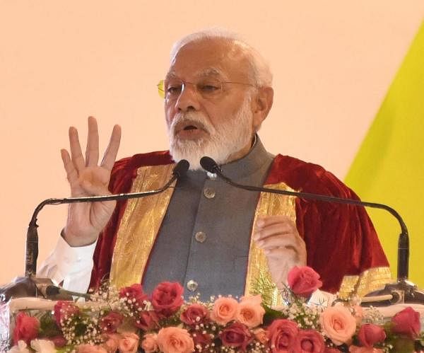 Narendra Modi, Prime Minister delivering inaugural speech at 107 India Science Congress inauguration programme organised by University of Agriculture Science at GKVK in Bengaluru on Friday. Photo by S K Dinesh