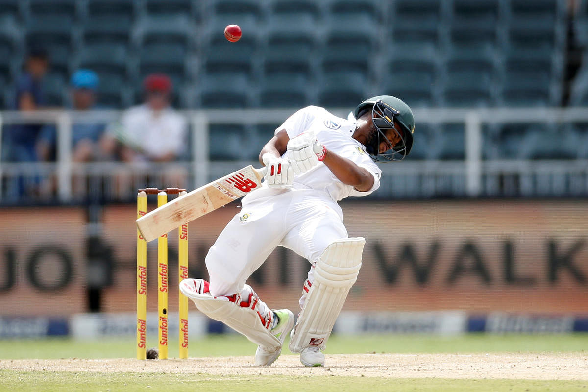 Black African batsman Temba Bavuma missed the first match of the four-game series in Pretoria through injury. (Reuters photo)