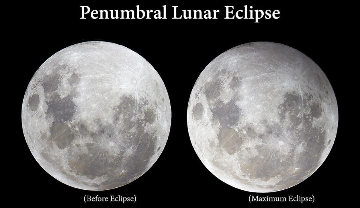 The tip of the moon only becomes dim during penumbral eclipse. It may not be possible to distinguish this with the naked eye.
