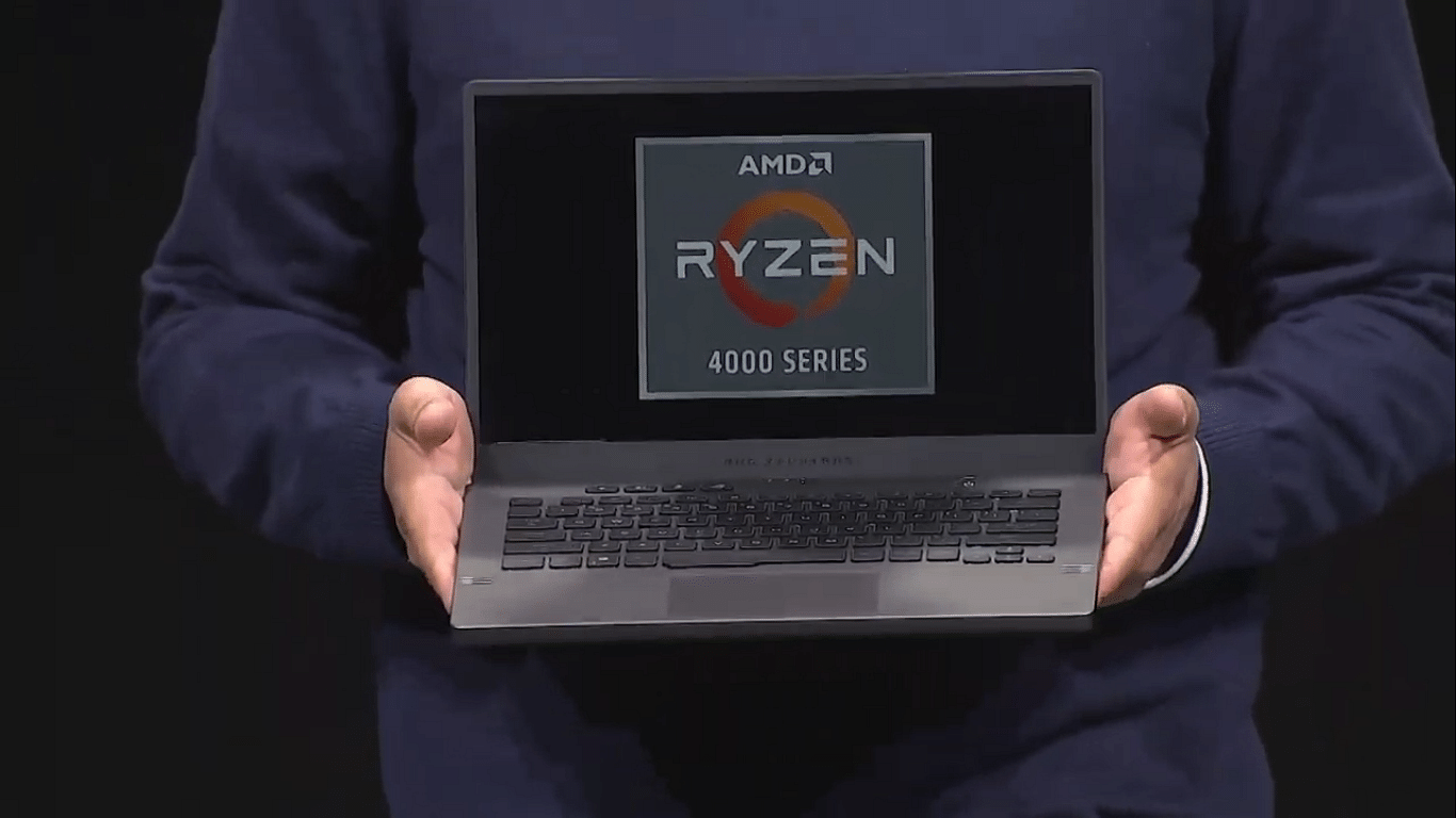 AMD's Frank Azor showcases the Asus Zephyus G14, powered by AMD's Ryzen 4800H