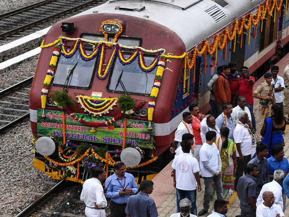 The The DEMU (Diesel Electrical Multiple Unit) train service flagged off between the Baiyyapanahalli and Whitefield stations in Bengaluru on Friday. DH Photo