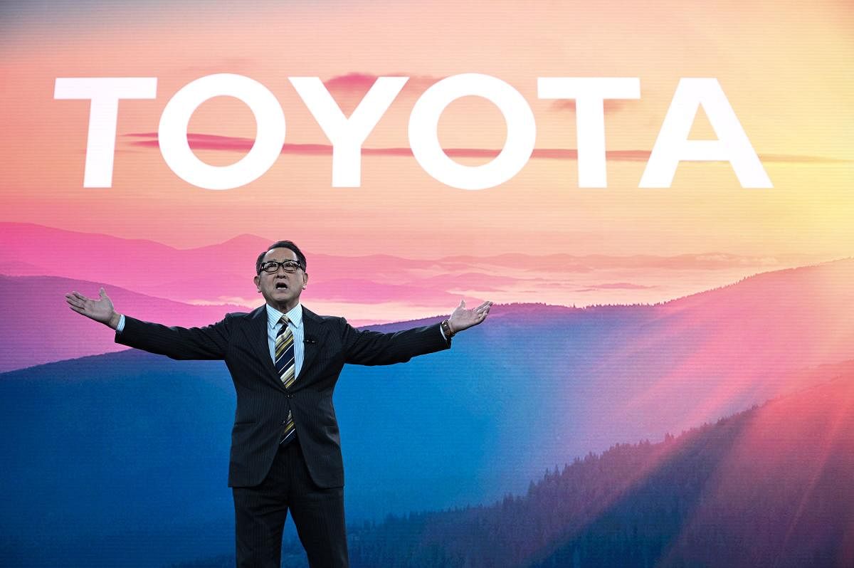 Toyota President and CEO Akio Toyoda speaks on January 6, 2020 at the Toyota press conference at the 2020 Consumer Electronics Show (CES) in Las Vegas, Nevada. AFP
