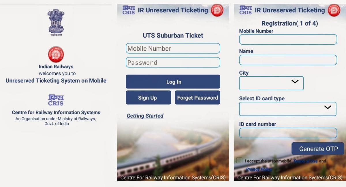 A view of the Railway's UTS mobile app