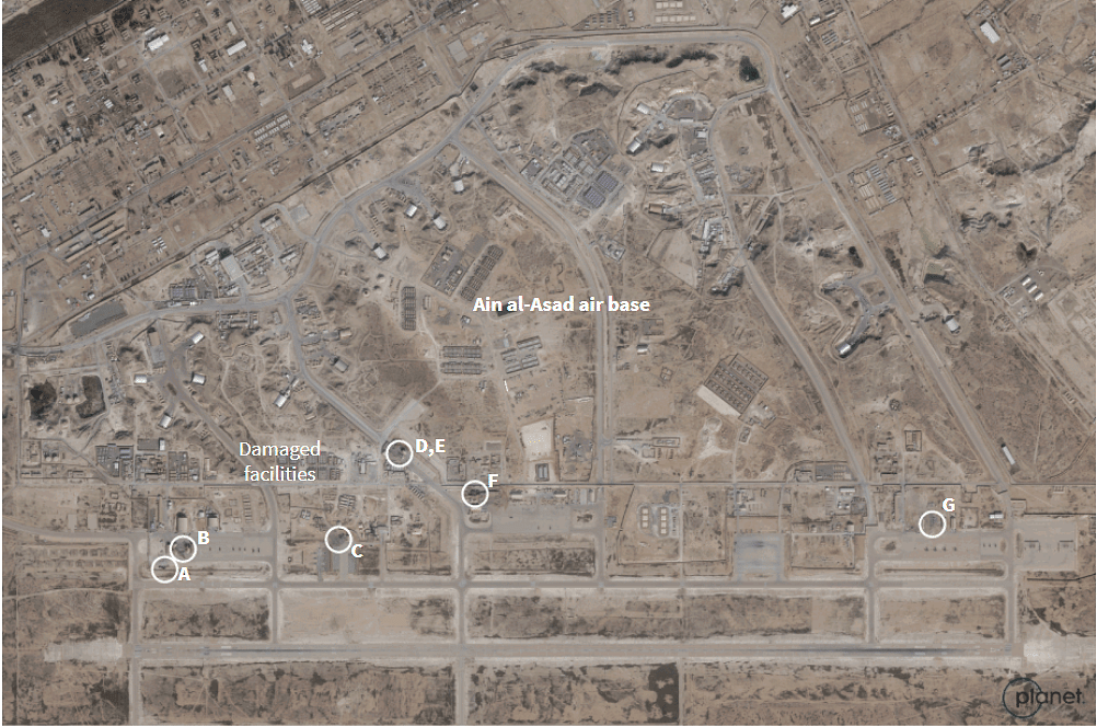 Satellite photographs of impact points of Iranian missiles that hit the portion of the Ain al-Asad base hosting American forces indicate that the strikes were deliberately aimed and intended to kill U.S. personnel, said an independent arms control expert. (Reuters Photo)