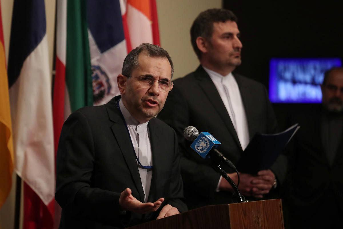 Iranian Ambassador to the United Nations Majid Takht-Ravanchi speaks to the media. (REUTERS photo)