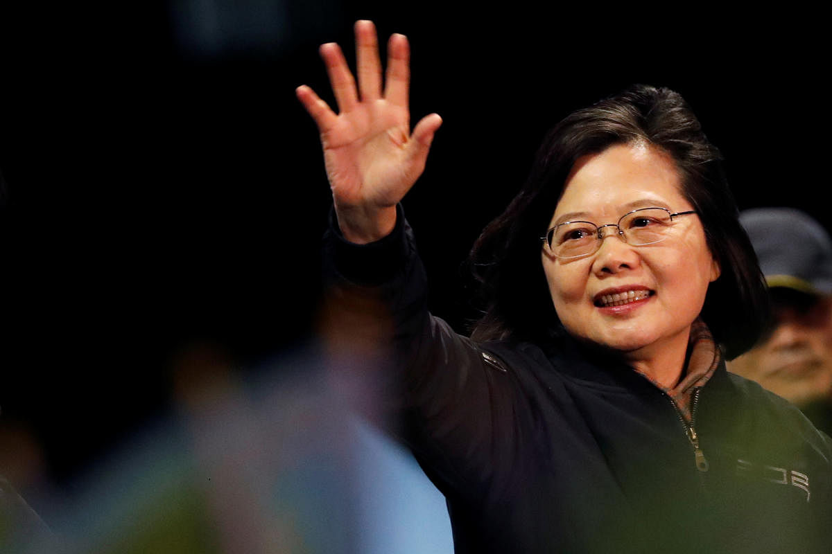 Taiwan's President Tsai Ing-wen attends a campaign rally ahead of the presidential election. (REUTERS photo)