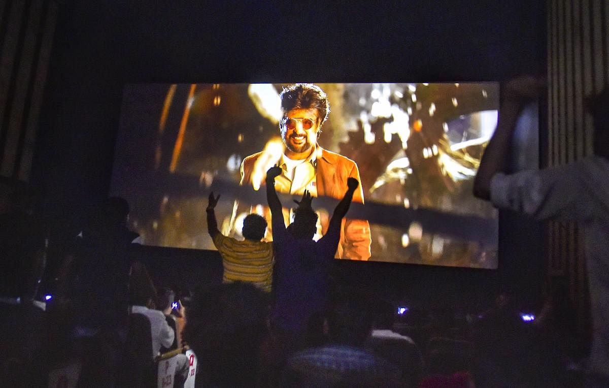Rajinikanth fans watch his film 'Darbar', in Chennai, Thursday, Jan. 9, 2020. (PTI Photo)