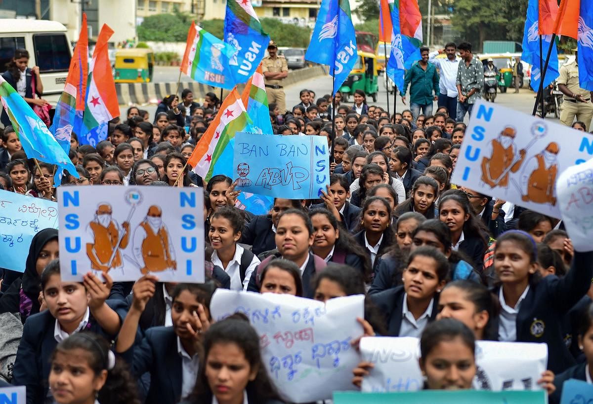 Following Wednesday’s protest staged at college and university campuses, the NSUI had declared plans to hold a mega students’ rally after January 12. Credit: PTI File Photo