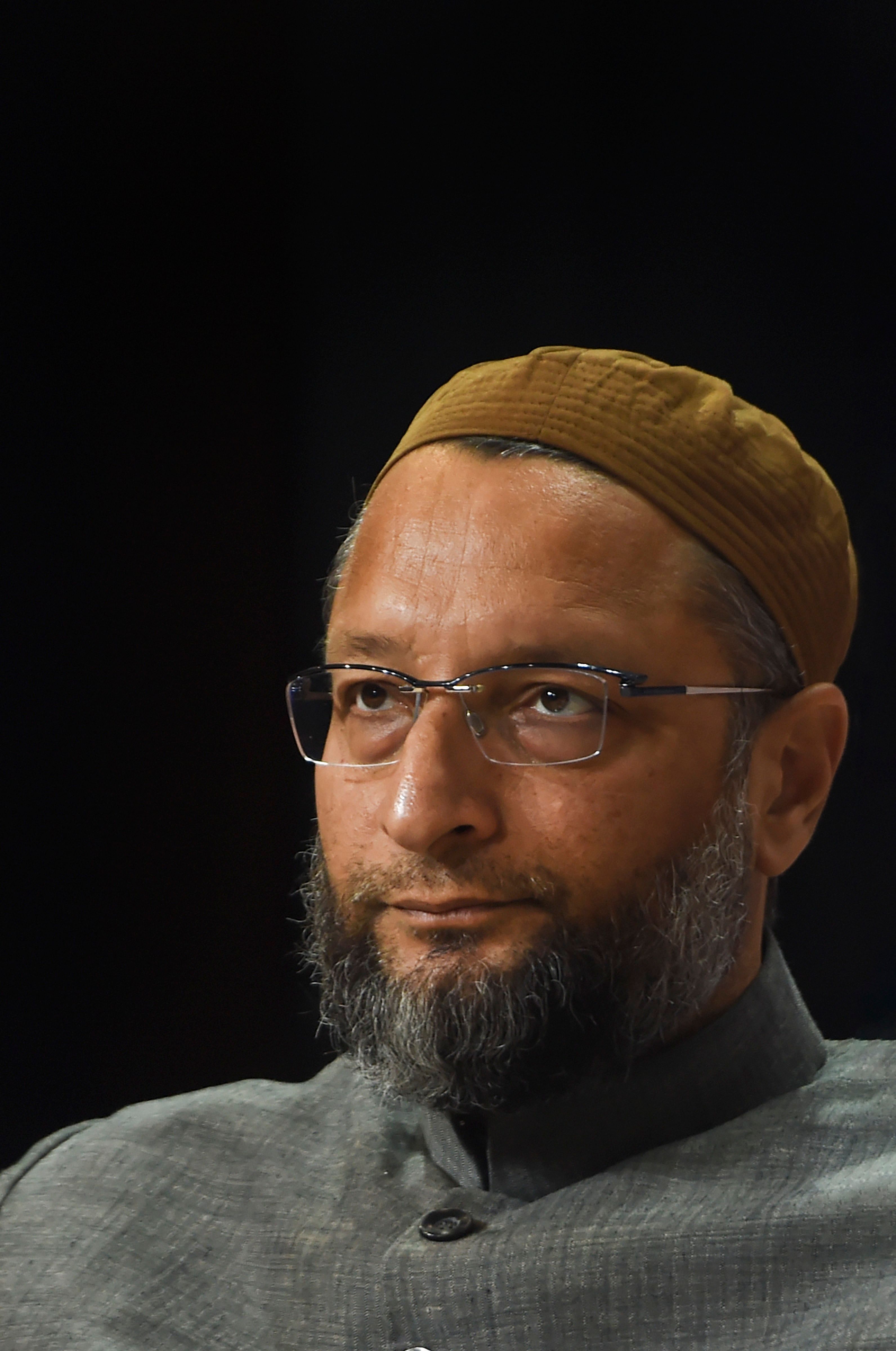 All India Majlis-e-Ittehadul Muslimeen (AIMIM) President Asaduddin Owaisi during the Lokmat National Conclave in New Delhi. (PTI Photo)