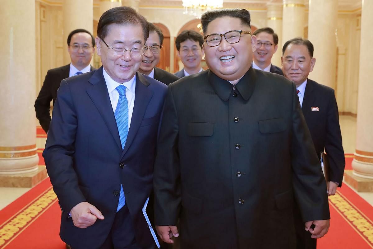 "The day we met was Kim Jong Un's birthday and President Trump remembered this and asked me to deliver the message," Chung said upon arrival back in South Korea.