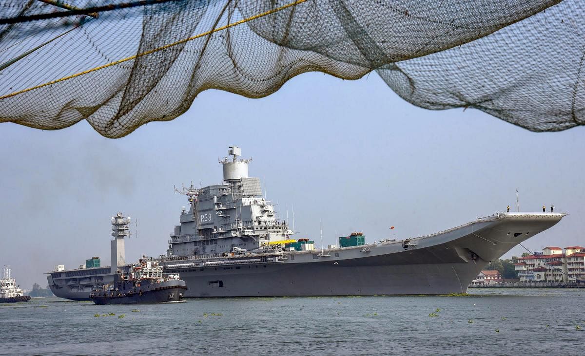 Sources have said that Aircraft carrier INS Vikramaditya, with MiG29K fighters on board, has been sent with a strategic objective. PTI Photo