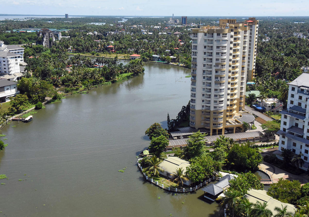 A view of Alfa Serene Apartments at Marad built on the coastal zone, in Kochi, Friday, Sept. 27, 2019. (PTI Photo)