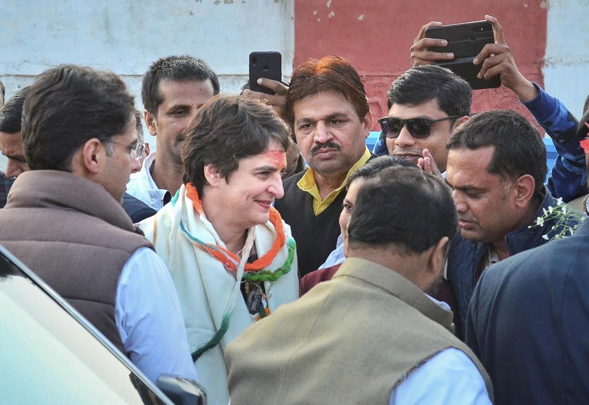 According to political observers, Priyanka's visit to the Ravidas Temple in Varanasi is "aimed at sending a message to the Scheduled Castes in Delhi". (PTI Photo)