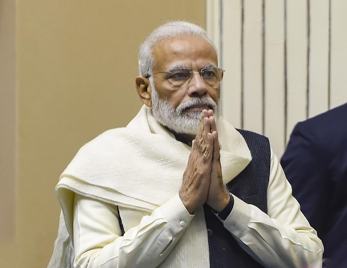 Prime Minister Narendra Modi during the launch of the Atal Bhujal Yojana, a mission to help in supplying water to every house-hold by 2024, at a function in New Delhi, Wednesday, Dec. 25, 2019. (PTI Photo/Shahbaz Khan)