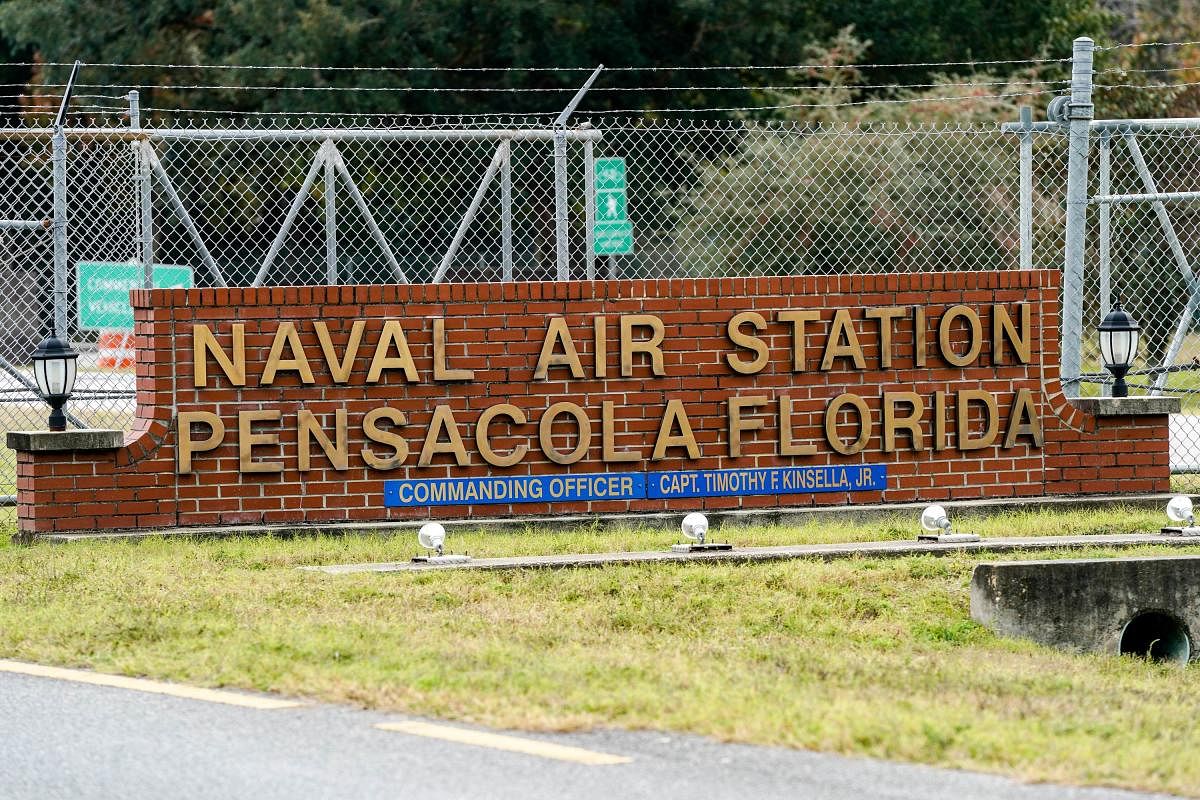 A general view of the atmosphere at the Pensacola Naval Air Station following a shooting on December 06, 2019 in Pensacola, Florida. (AFP Photo)