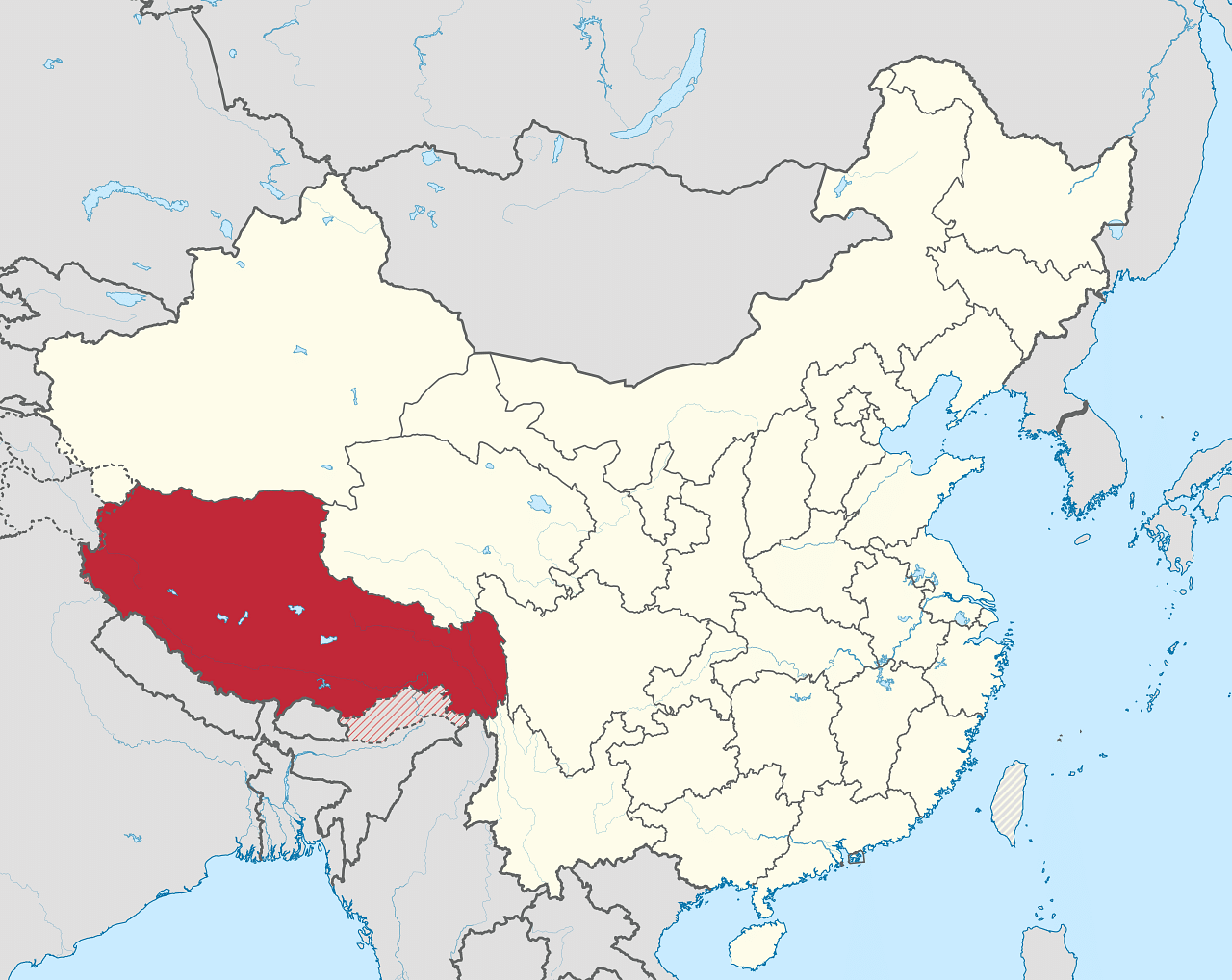 Map showing the location of the Tibet Autonomous Region (Wikipedia Photo)