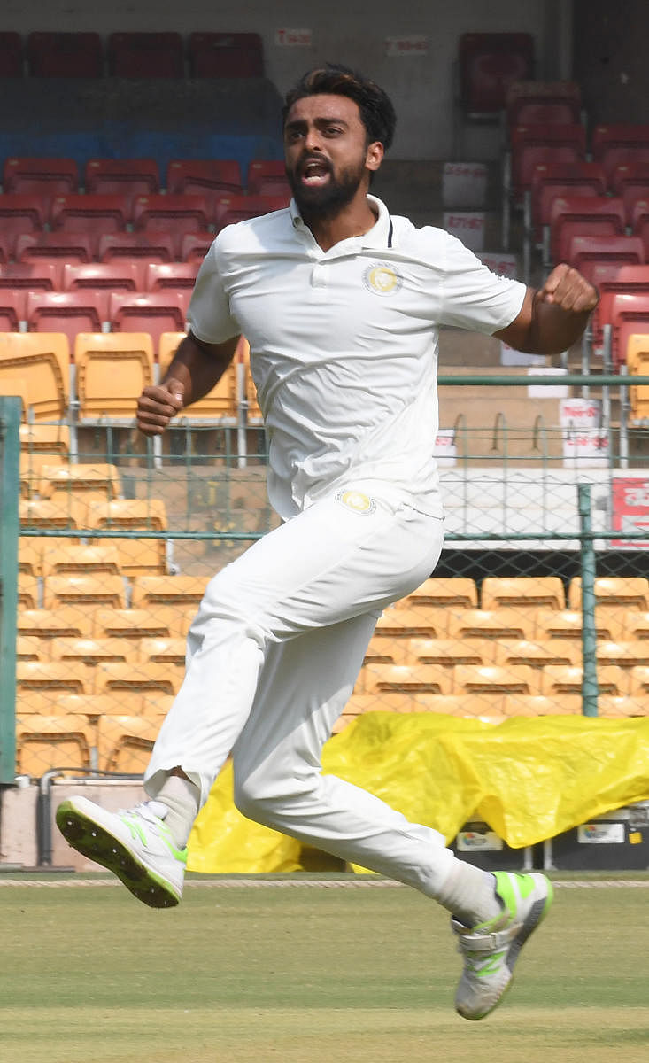 Pacer and skipper Jaydev Unadkat claimed a five-for to put Saurashtra in command against Karnataka in their Ranji Trophy match on Monday. DH File Photo 
