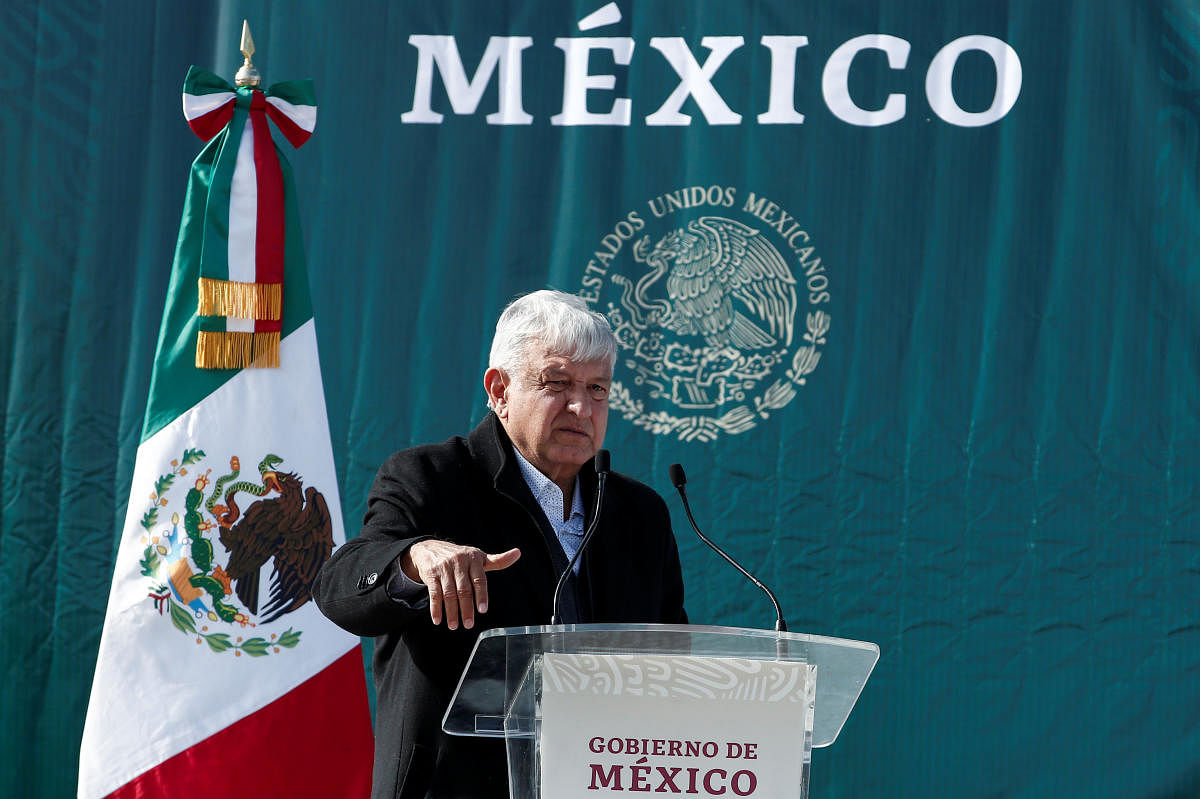 Mexican President Andres Manuel Lopez Obrador gestures as he speaks during his visit to the Mexican-American Mormon community in La Mora, Sonora, Mexico. Photo: Reuters