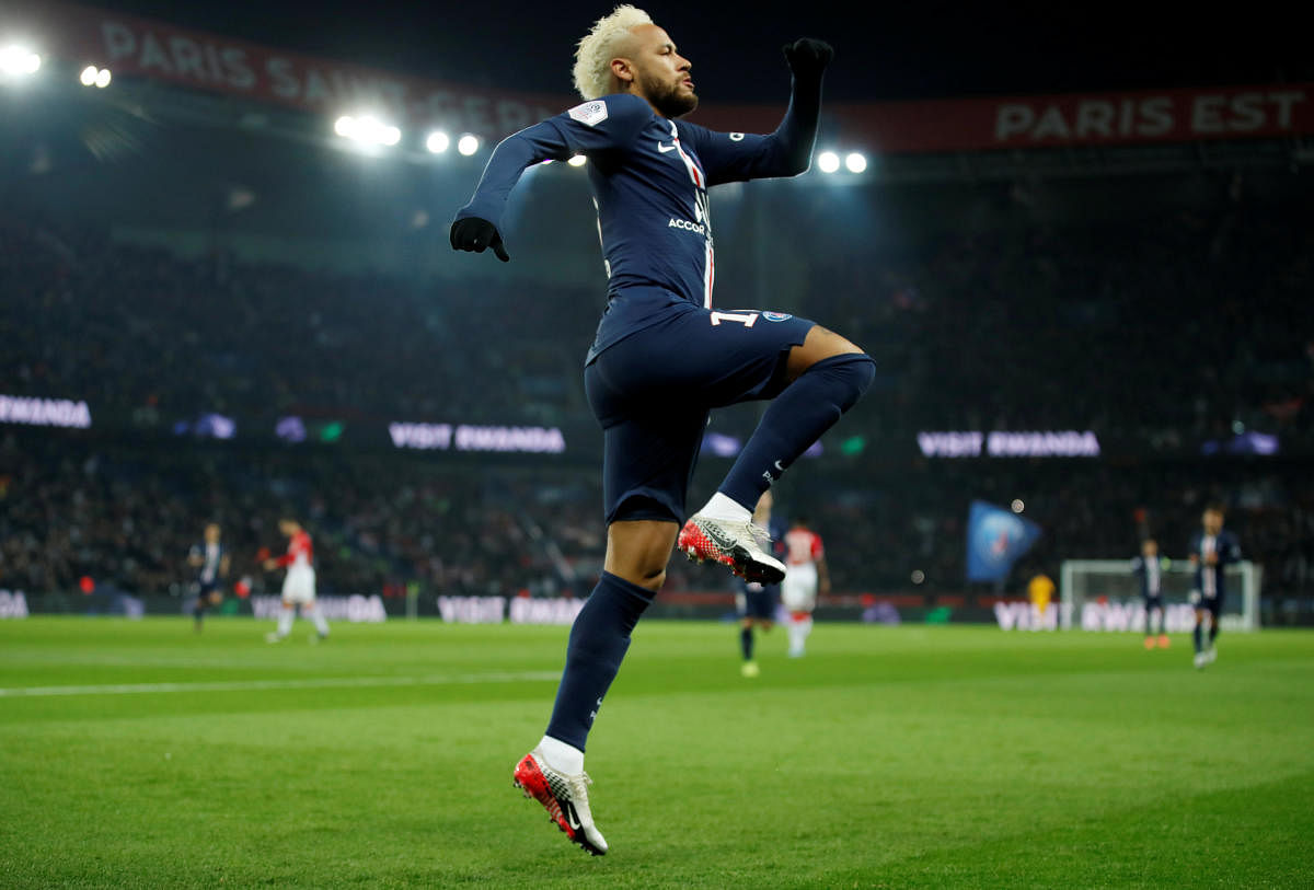 Neymar was the Star of the Night with two goals against Monaco (Reuters Photo)