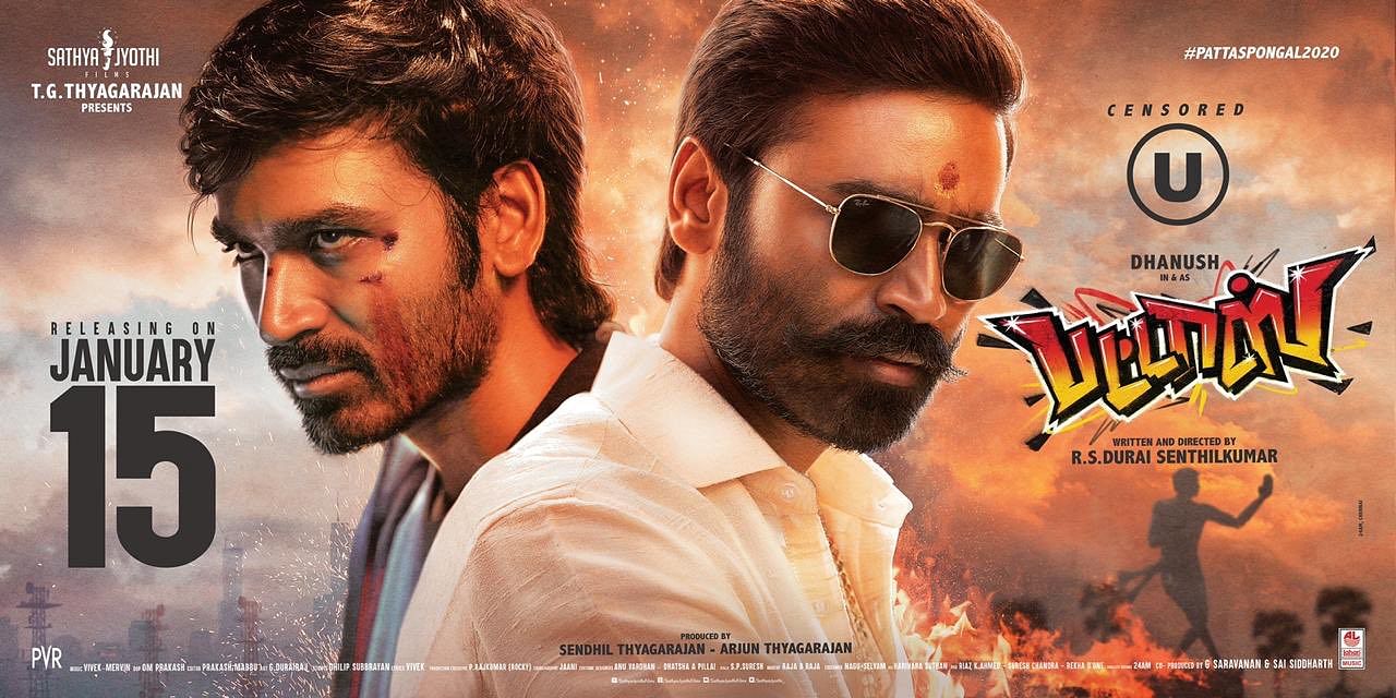 Pattas is slated to hit screens on January 15, 2020. (Credit: Twitter/@dhanushkraja)