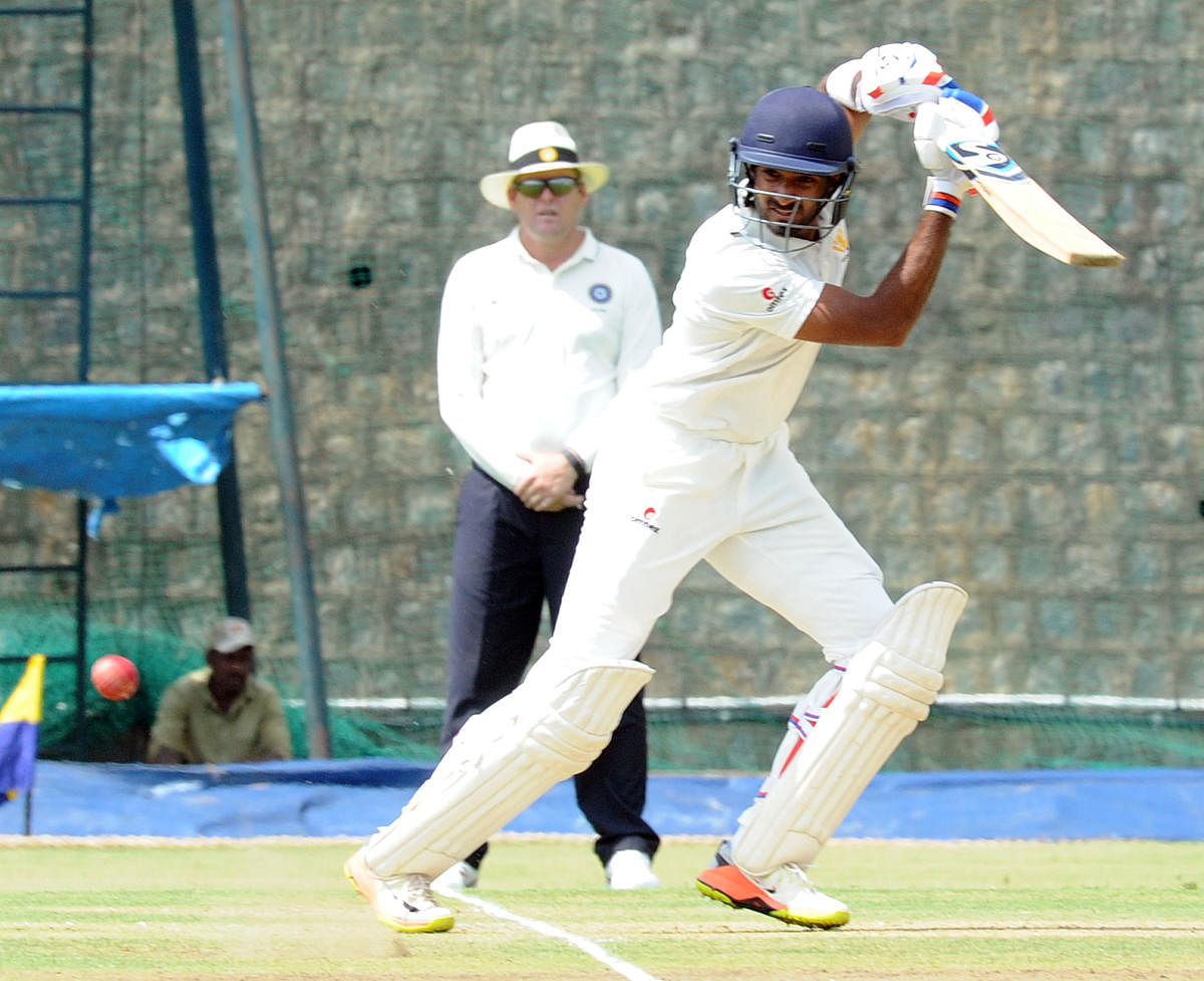 Karnataka's R Samarth played a big role in holding off the Saurashtra attack and help his team to a draw. DH file photo