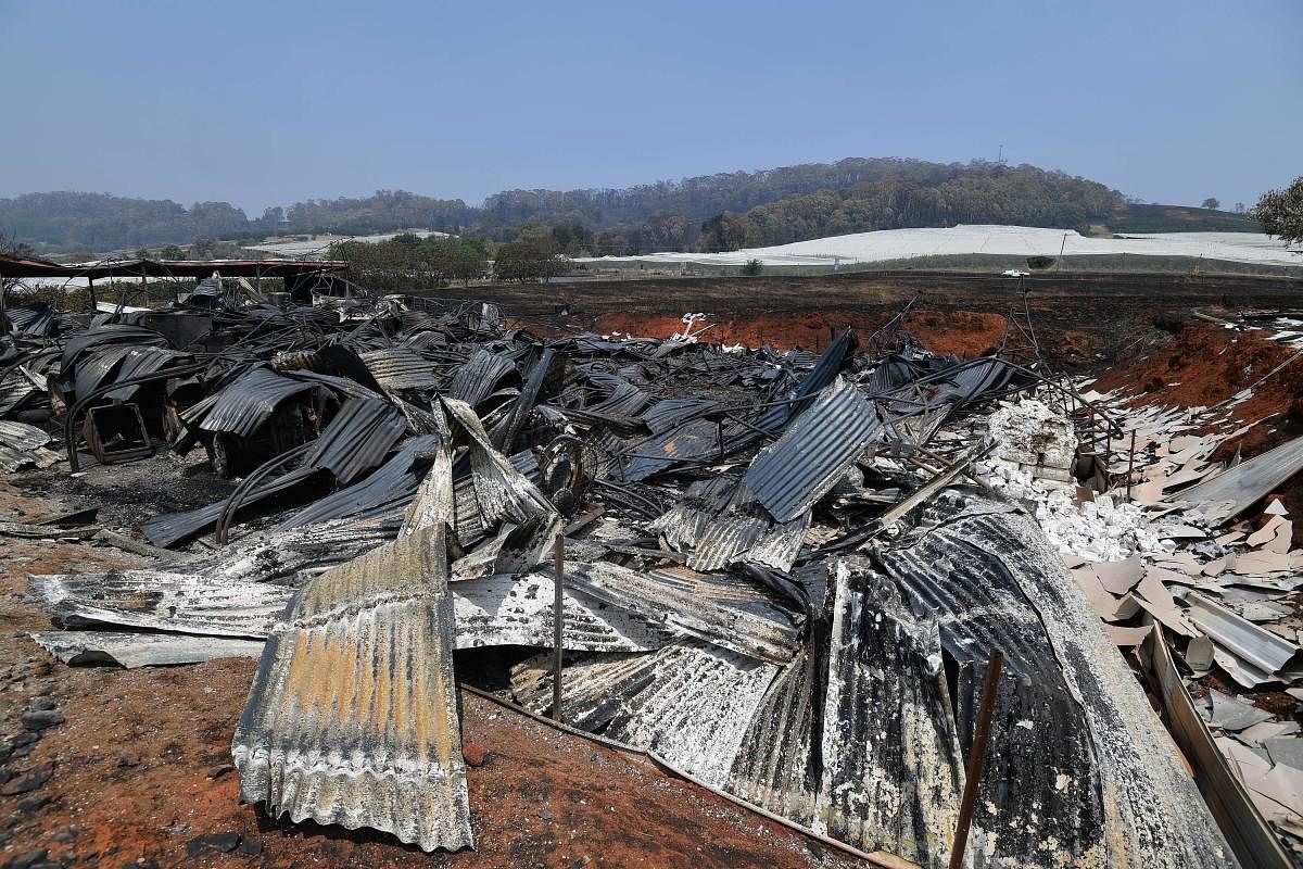 A burnt house is seen after bushfire in Batlow, in Australia's New South Wales state (AFP Photo)