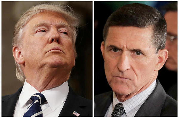US President Donald Trump and Michael Flynn. (Reuters Photo)