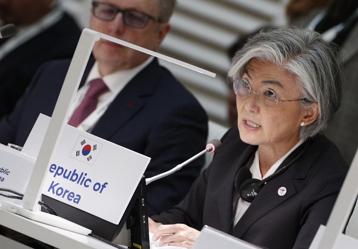 "Our basic stance is that North Korea-U.S. talks and inter-Korean dialogue complement each other in a virtuous cycle," said South Korea's Foreign Minister Kang Kyung-Wha (AFP Photo)