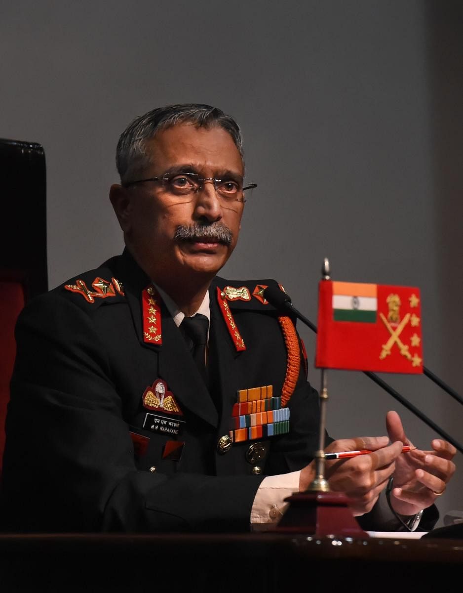 Chief of Army Staff Gen M M Naravane during the annual press conference in New Delhi. (PTI PHOTO)
