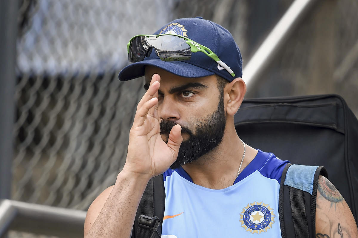 Indian captain Virat Kohli during a training session ahead of the first one-day international cricket match against Australia. (PTI PHOTO)