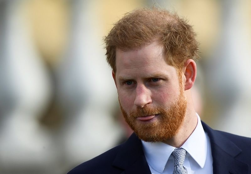 Britain's Prince Harry attends a rugby event at the Buckingham Palace gardens in London. (Reuters Photo)