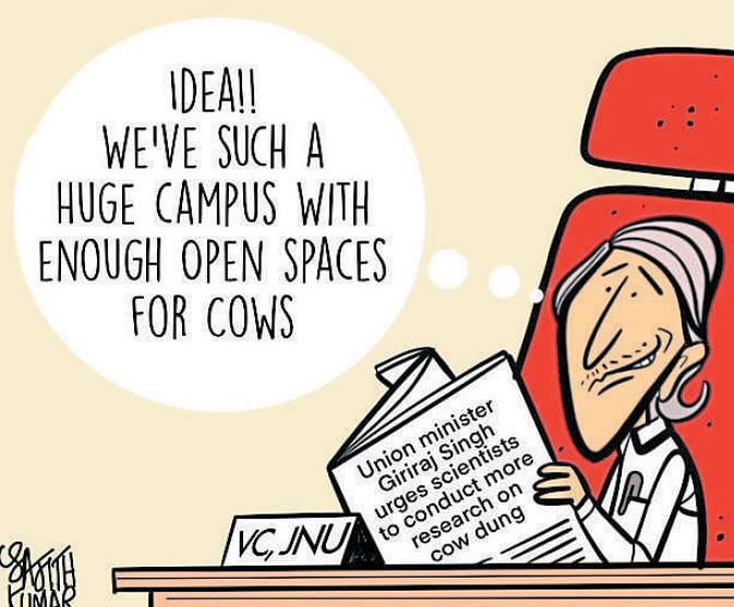 Of cows, research and JNU VC