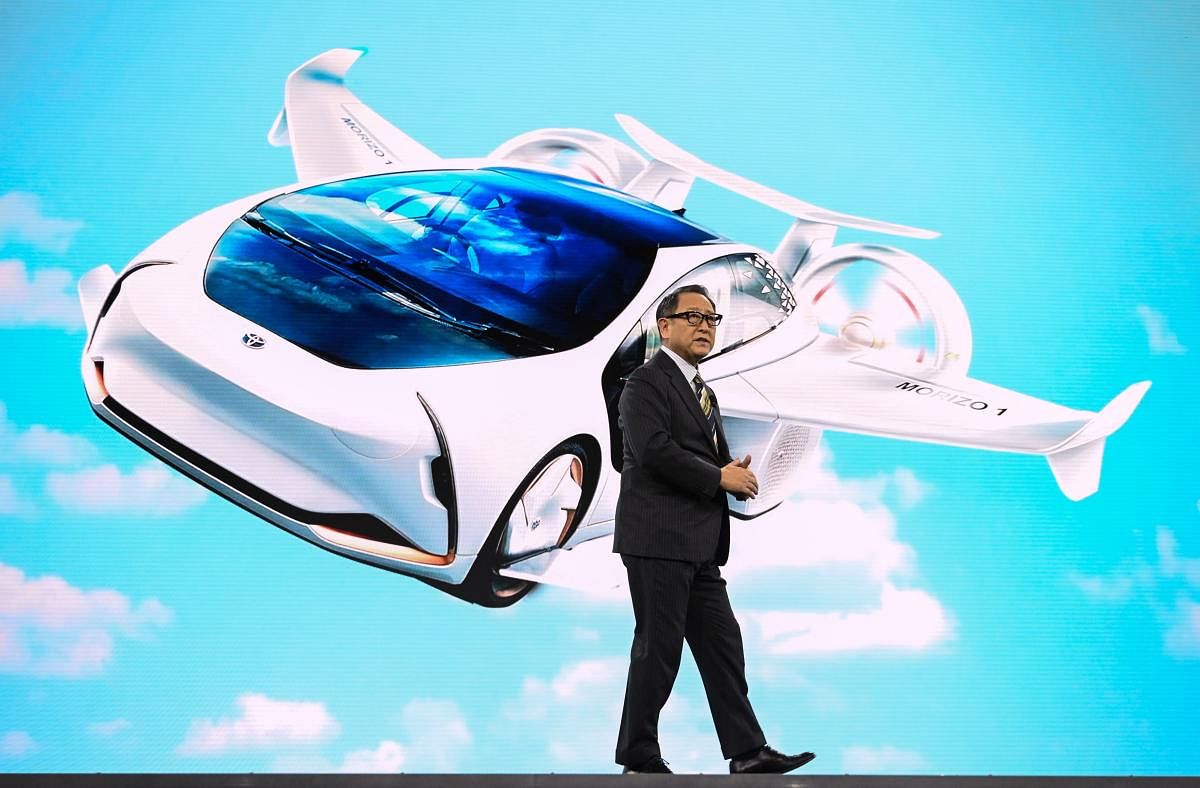 Toyota President and CEO Akio Toyoda speaks on January 6, 2020 at the Toyota press conference at the 2020 Consumer Electronics Show (CES) in Las Vegas. (AFP Photo)