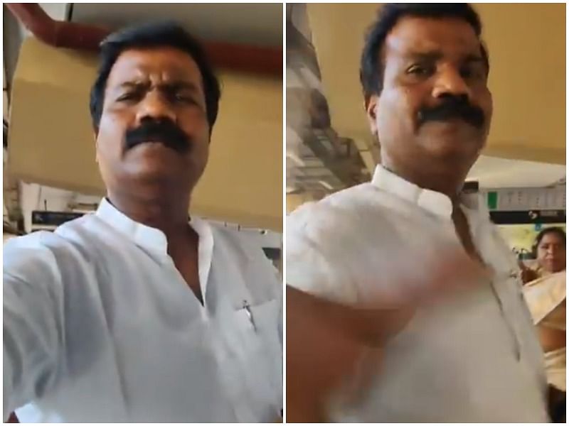 Corporator hits woman journalist while she recorded video. (Video screengrab)