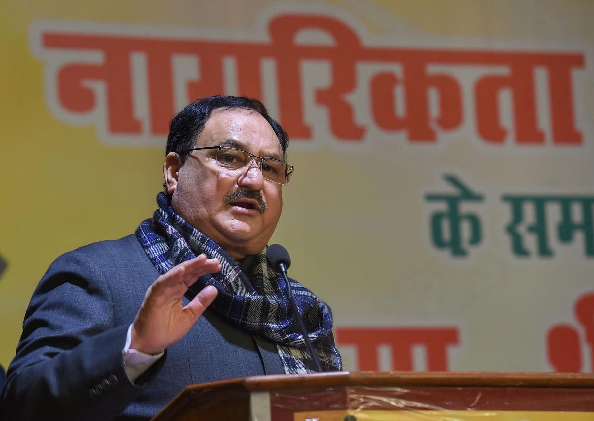 Nadda, who took over as BJP Working President in June last year after party President Shah became Home Minister in Modi 2:0 government, is taking over the post of party chief in the run-up to Delhi assembly polls. (PTI Photo)