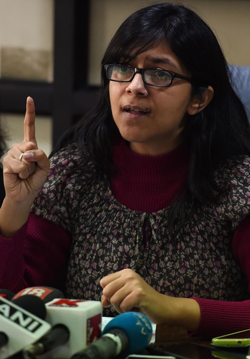 Chairperson of the Delhi Commission for Women Swati Maliwal takes part in a press conference in New Delhi on January 31, 2018. (AFP Photo)