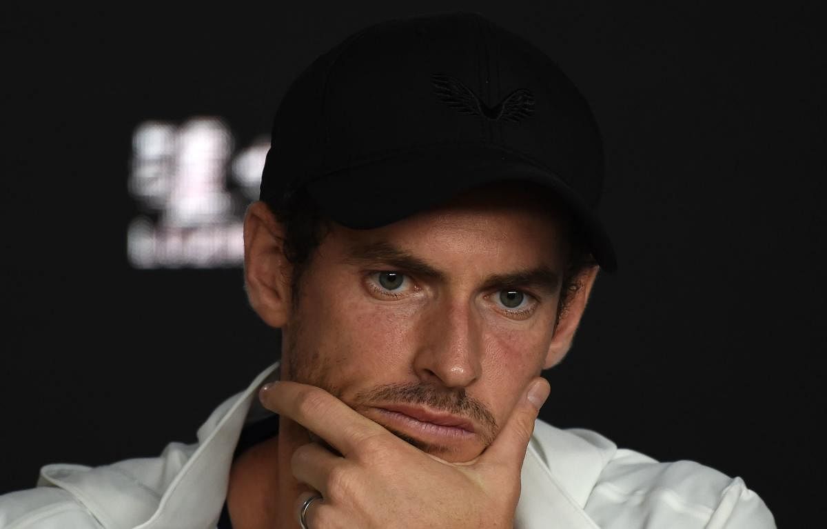 Britain's Andy Murray addresses media representatives at a press conference. (AFP PHOTO)
