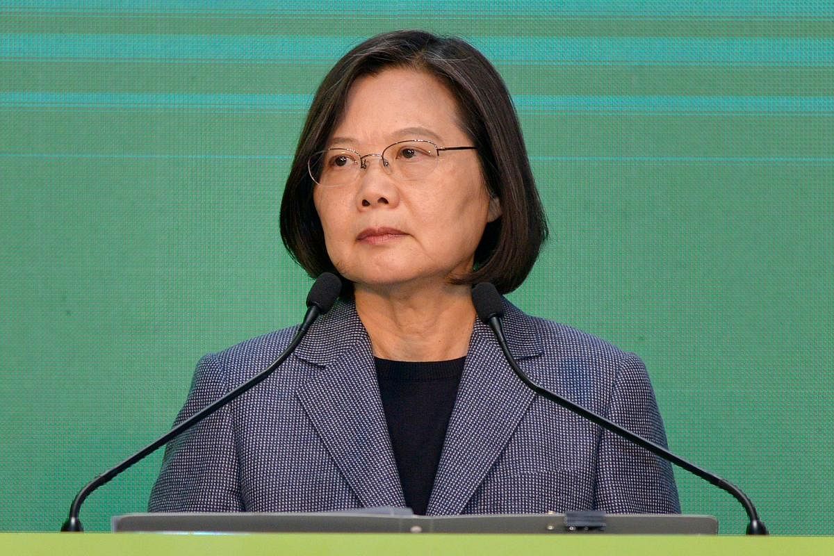 Taiwan's President Tsai Ing-wen attends a press conference in Taipei where she declared victory in the general election in Taipei. (AFP PHOTO)