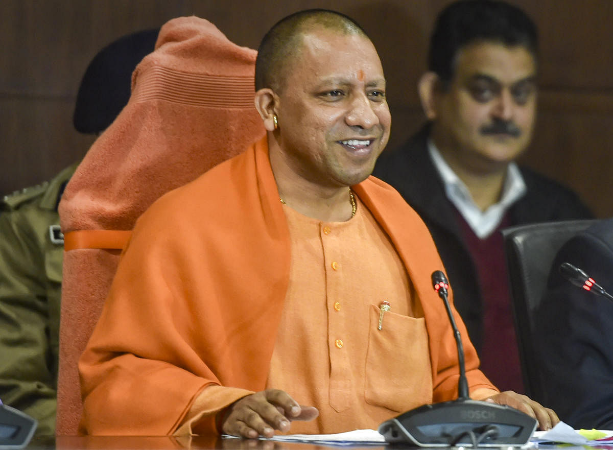 Uttar Pradesh Chief Minister Yogi Adityanath during a press conference at Lok Bhawan after a cabinet meeting in Lucknow, Monday, Jan. 13, 2020. (PTI Photo)