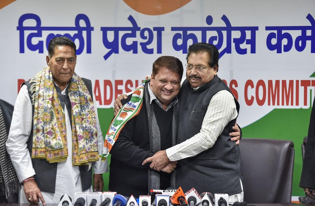  AAP MLA from Dwarka Adarsh Shastri joins Congress party (PTI Photo)