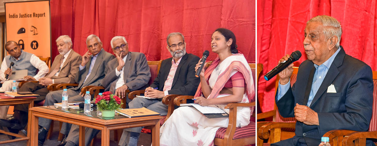 The India Justice Report 2019 sponsored by Tata Trusts that was released in November last year was discussed at length by an eminent panel of experts from all four pillars of the justice system here on Friday led by Former Chief Justice of India M N Venkatachaliah. (Photo: S K Dinesh)